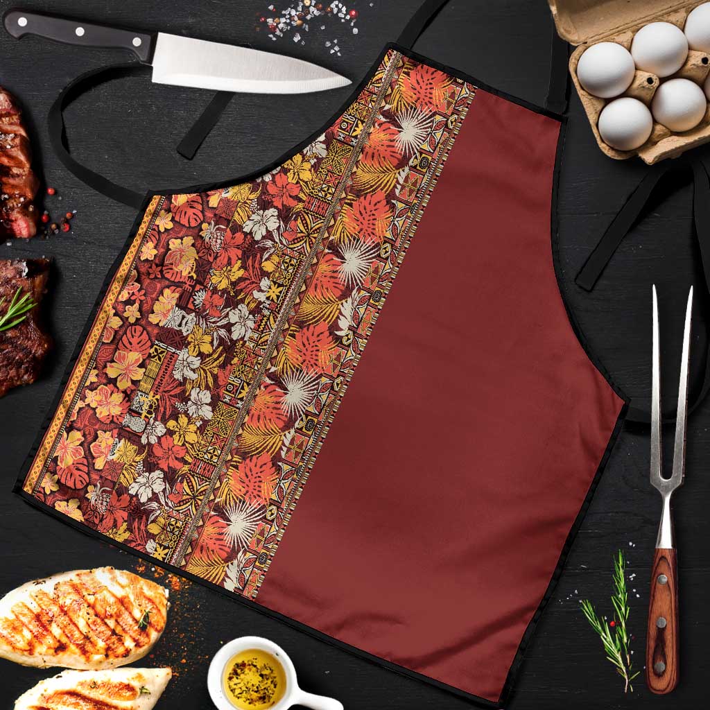 Hawaiian Tribal Elements Hibiscus Apron Red Pattern - Polynesian Pride