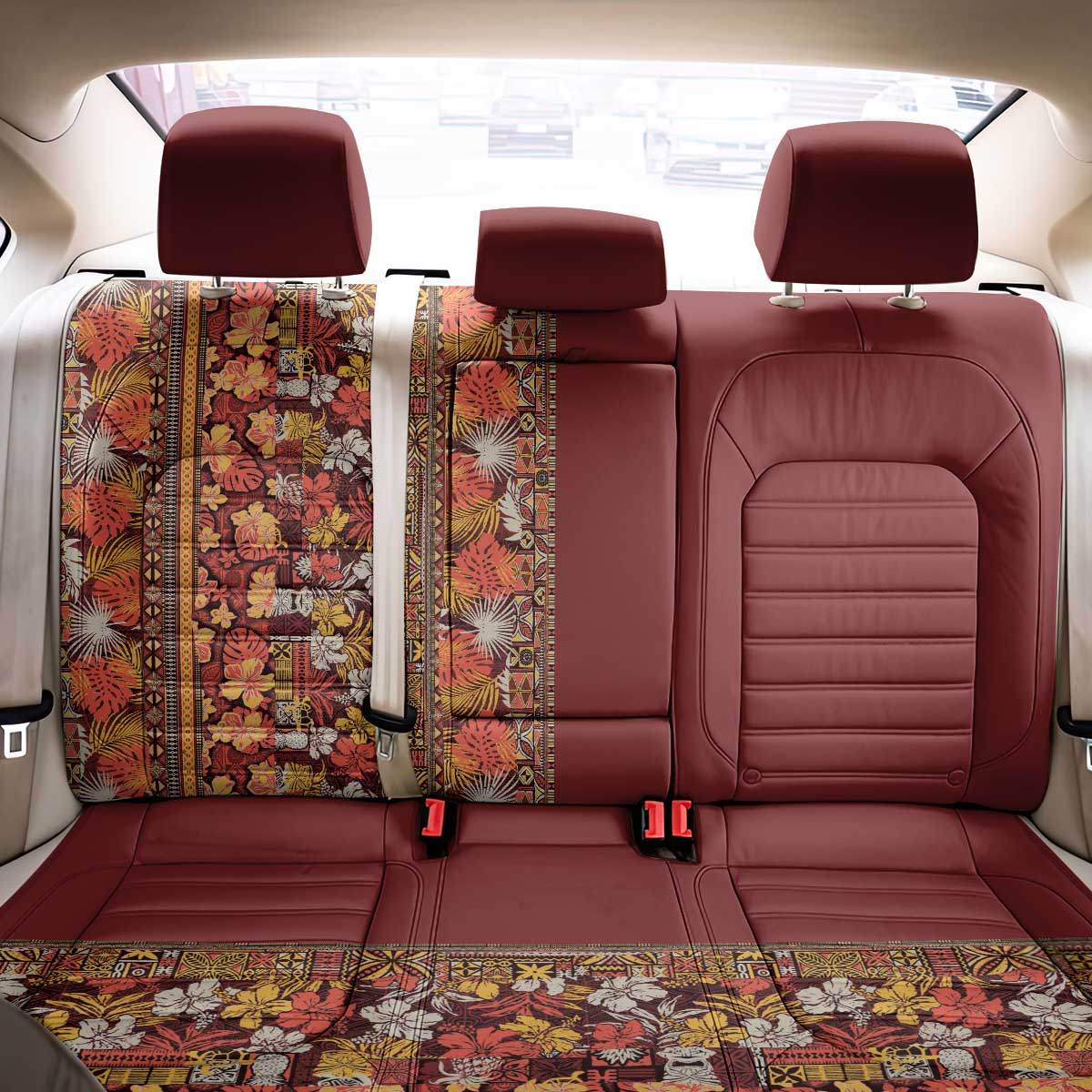 Hawaiian Tribal Elements Hibiscus Back Car Seat Cover Red Pattern LT9 - Polynesian Pride