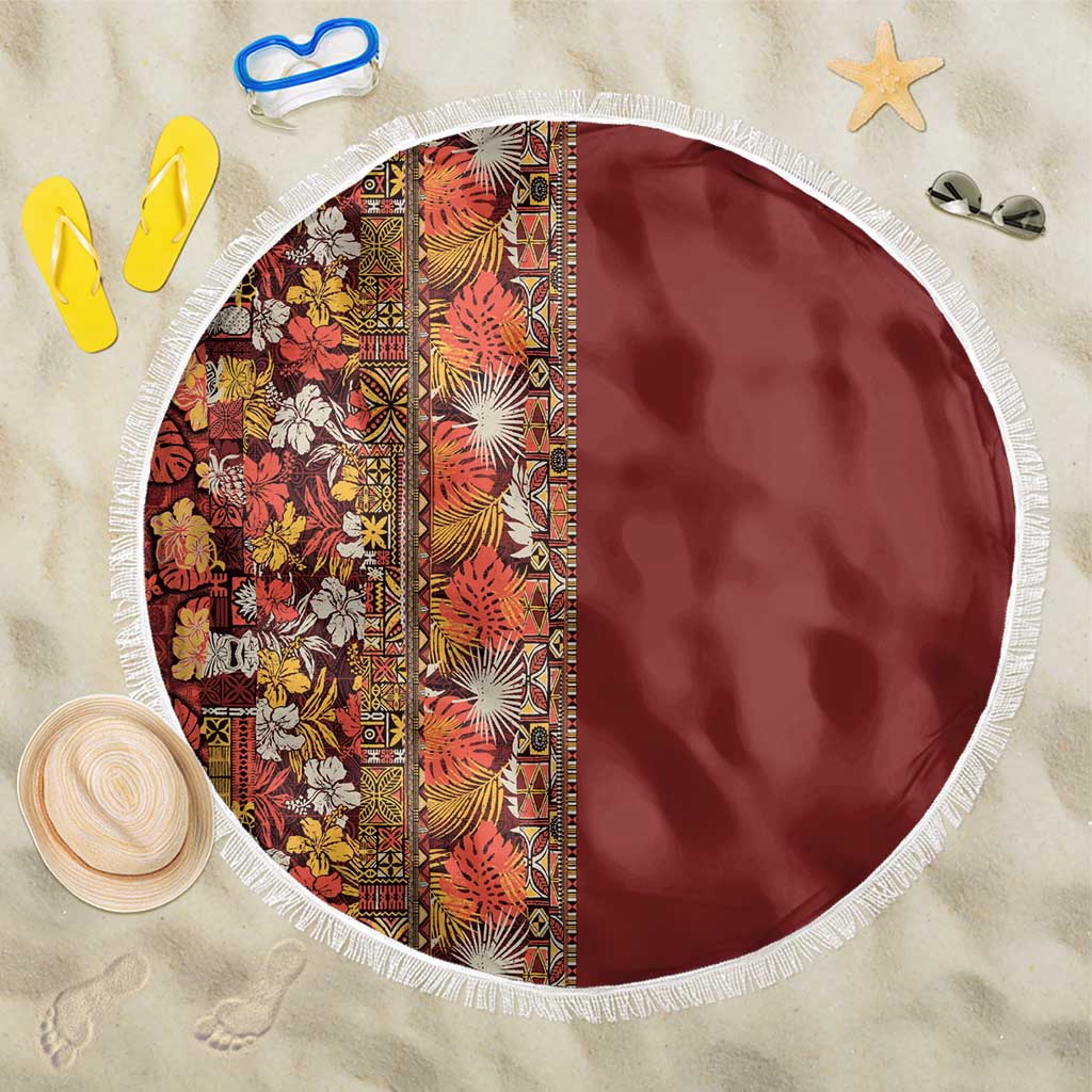 Hawaiian Tribal Elements Hibiscus Beach Blanket Red Pattern LT9 One Size 150cm Red - Polynesian Pride