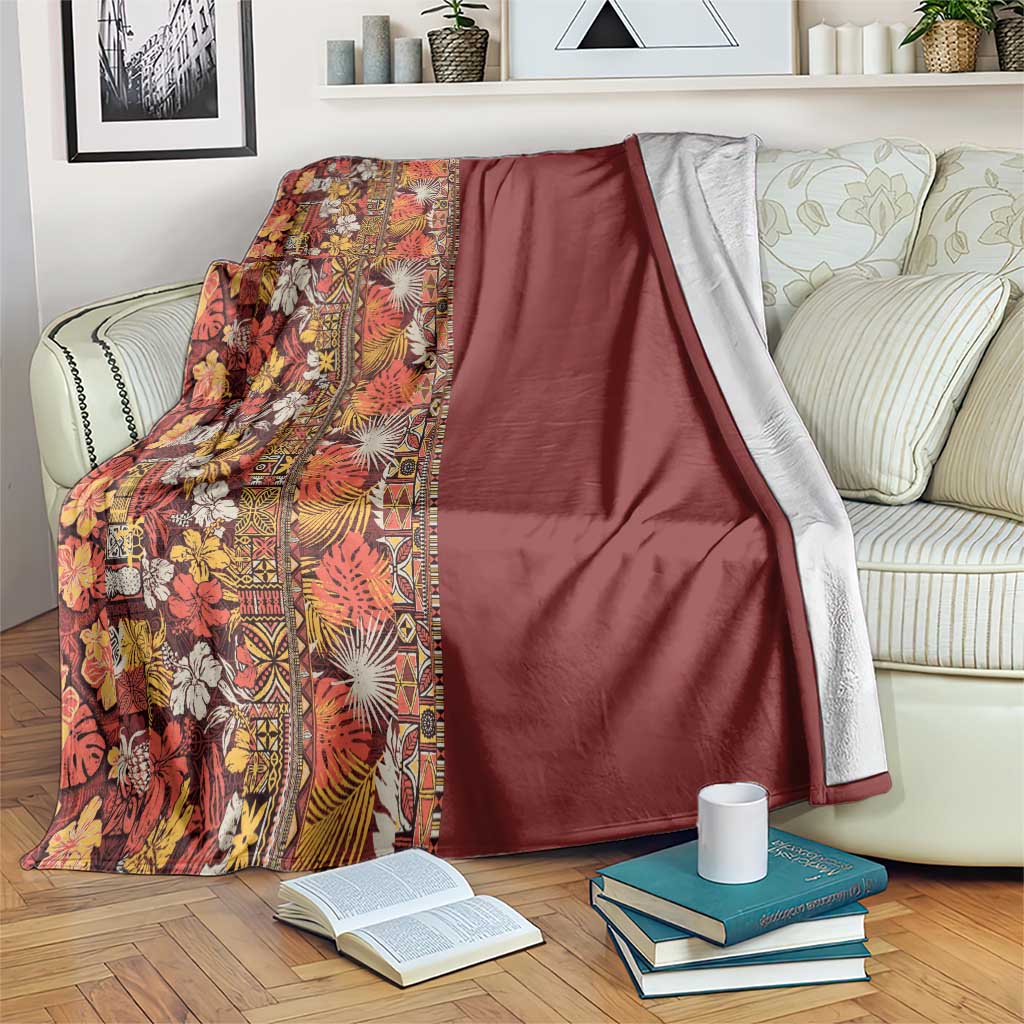 Hawaiian Tribal Elements Hibiscus Blanket Red Pattern LT9 Red - Polynesian Pride