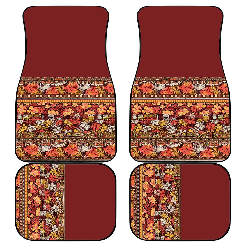 Hawaiian Tribal Elements Hibiscus Car Mats Red Pattern - Polynesian Pride
