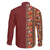 Hawaiian Tribal Elements Hibiscus Family Matching Off The Shoulder Long Sleeve Dress and Hawaiian Shirt Red Pattern - Polynesian Pride
