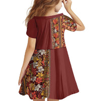 Hawaiian Tribal Elements Hibiscus Family Matching Summer Maxi Dress and Hawaiian Shirt Red Pattern - Polynesian Pride