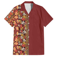 Hawaiian Tribal Elements Hibiscus Family Matching Tank Maxi Dress and Hawaiian Shirt Red Pattern - Polynesian Pride