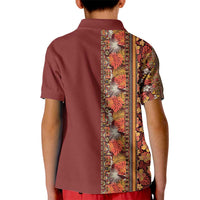 Hawaiian Tribal Elements Hibiscus Kid Polo Shirt Red Pattern - Polynesian Pride
