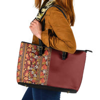 Hawaiian Tribal Elements Hibiscus Leather Tote Bag Red Pattern - Polynesian Pride