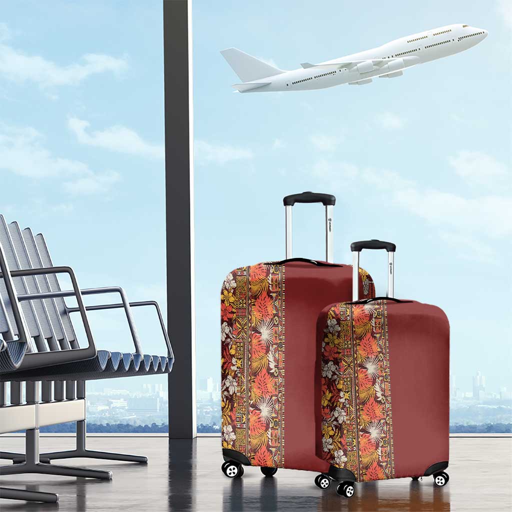 Hawaiian Tribal Elements Hibiscus Luggage Cover Red Pattern - Polynesian Pride
