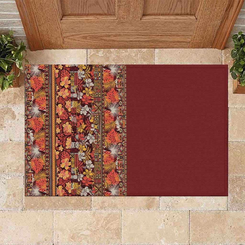 Hawaiian Tribal Elements Hibiscus Rubber Doormat Red Pattern LT9 Red - Polynesian Pride