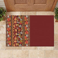 Hawaiian Tribal Elements Hibiscus Rubber Doormat Red Pattern - Polynesian Pride
