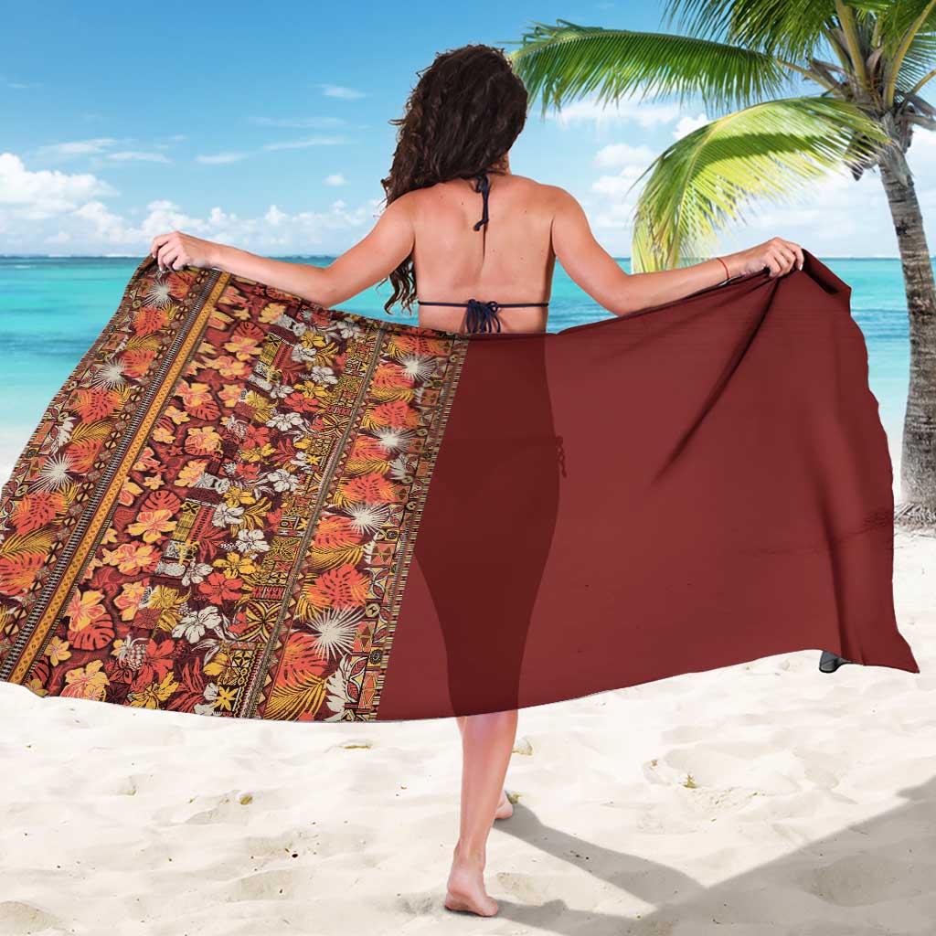 Hawaiian Tribal Elements Hibiscus Sarong Red Pattern - Polynesian Pride