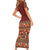 Hawaiian Tribal Elements Hibiscus Short Sleeve Bodycon Dress Red Pattern - Polynesian Pride