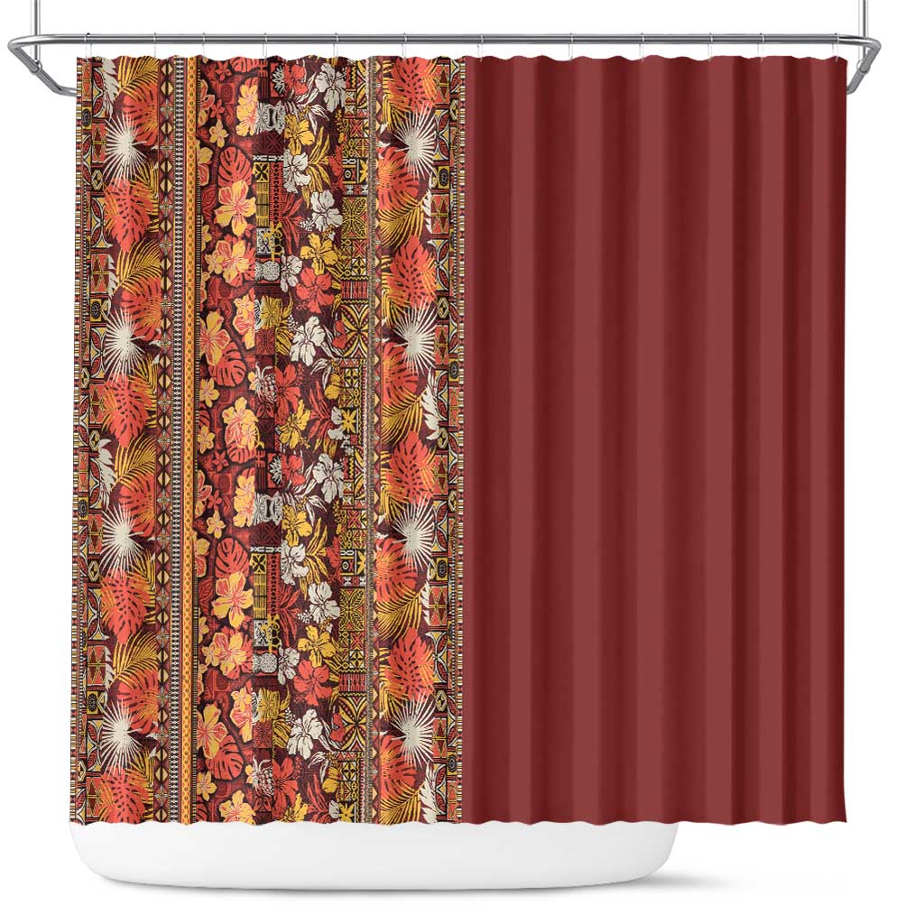 Hawaiian Tribal Elements Hibiscus Shower Curtain Red Pattern LT9 Red - Polynesian Pride