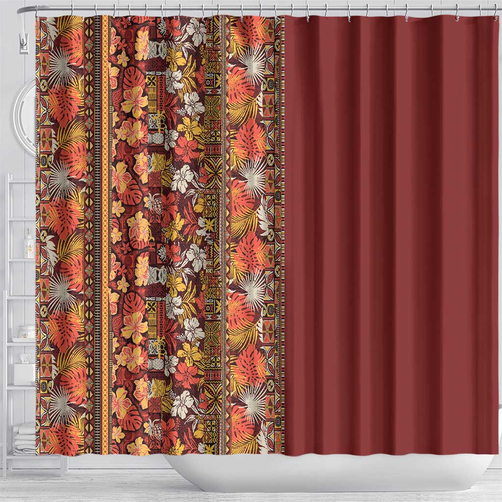 Hawaiian Tribal Elements Hibiscus Shower Curtain Red Pattern LT9 - Polynesian Pride