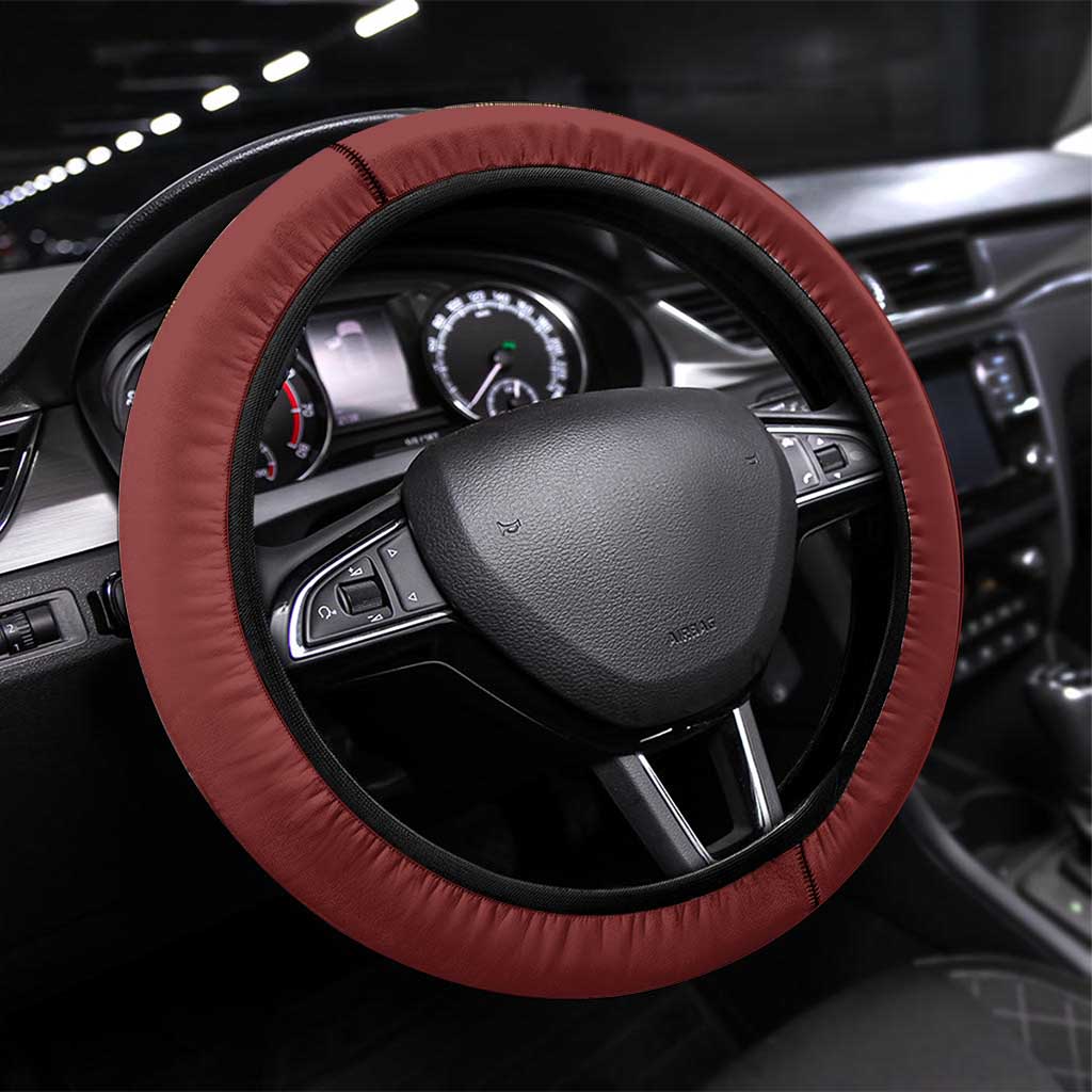 Hawaiian Tribal Elements Hibiscus Steering Wheel Cover Red Pattern - Polynesian Pride