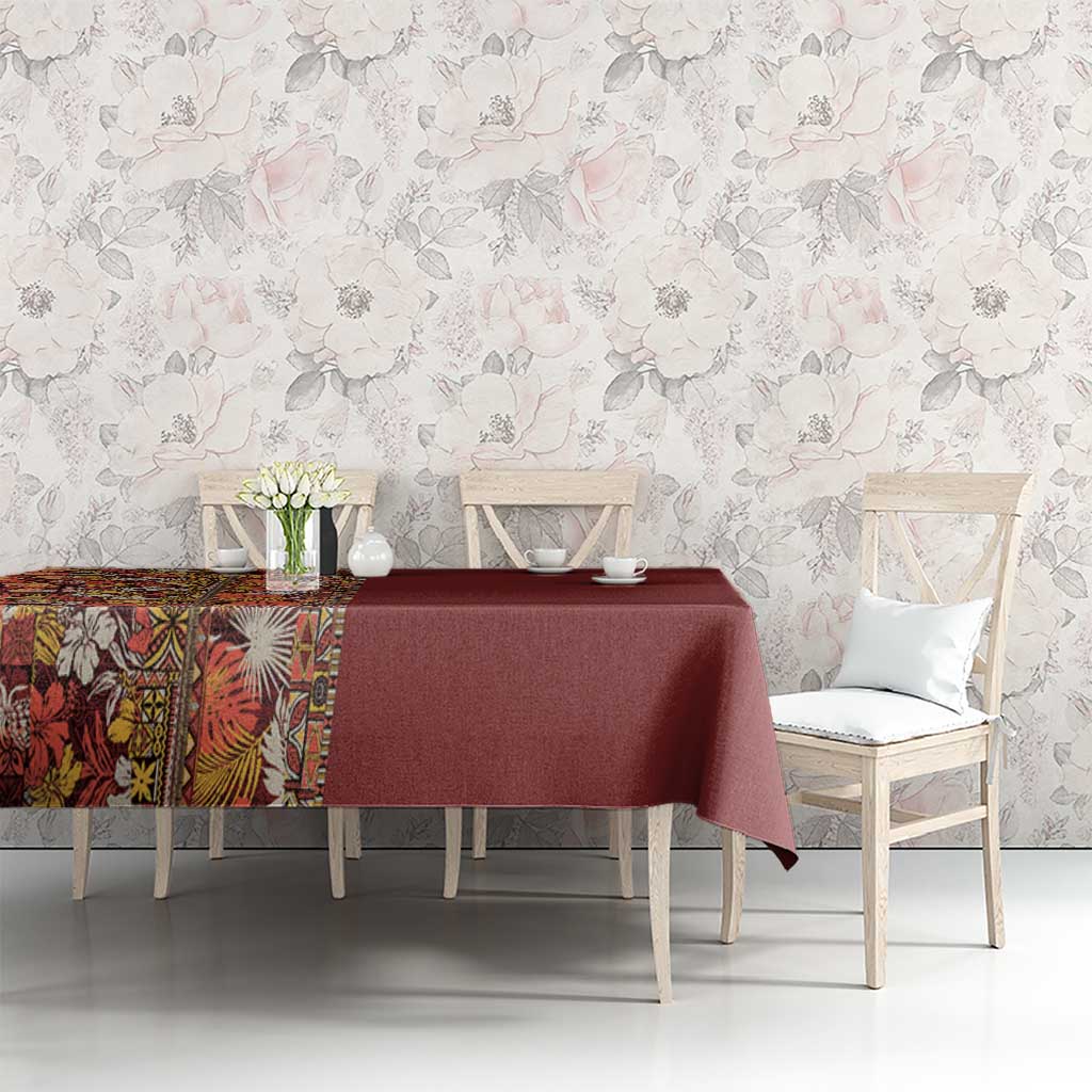 Hawaiian Tribal Elements Hibiscus Tablecloth Red Pattern - Polynesian Pride