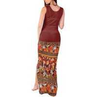 Hawaiian Tribal Elements Hibiscus Tank Maxi Dress Red Pattern - Polynesian Pride