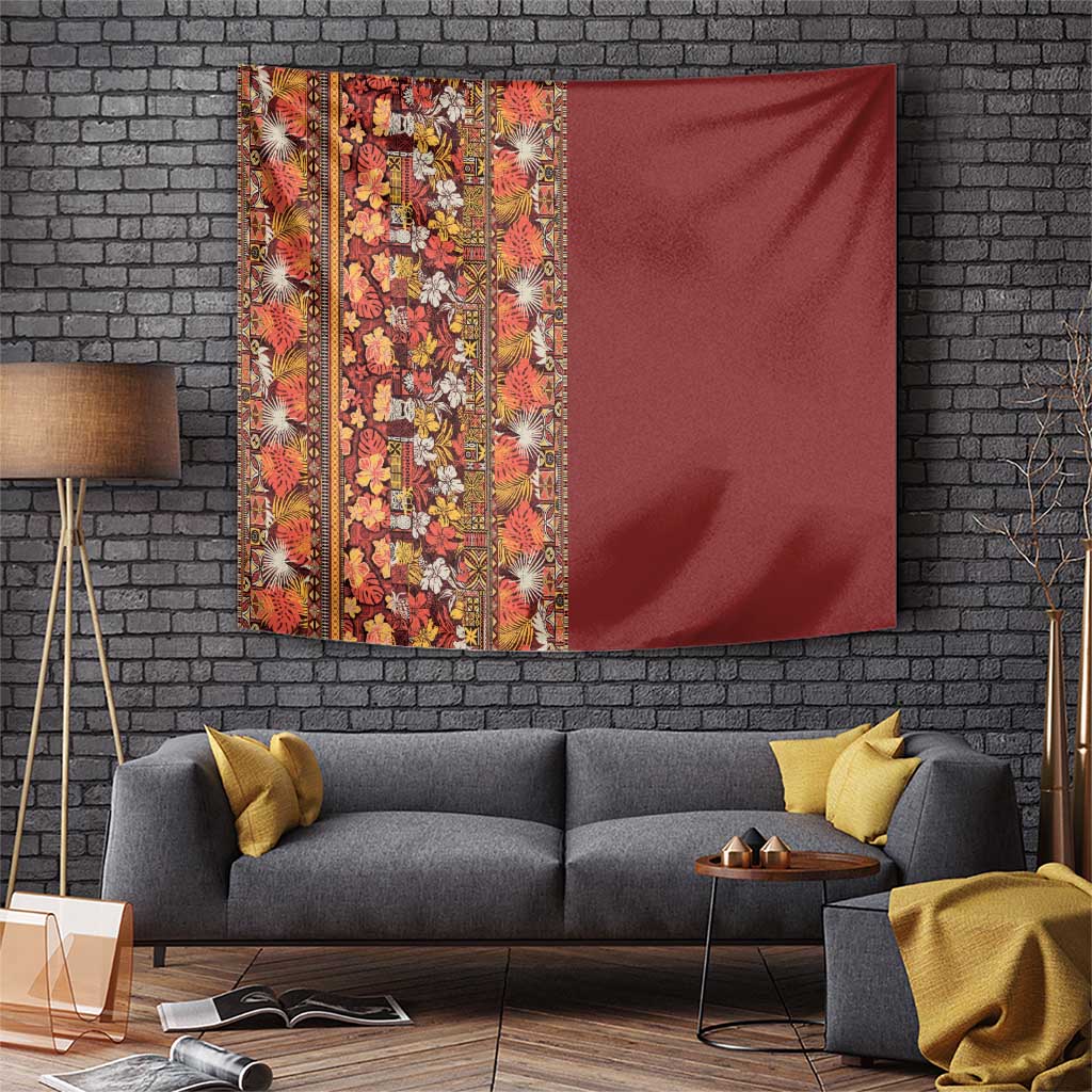 Hawaiian Tribal Elements Hibiscus Tapestry Red Pattern LT9 Red - Polynesian Pride