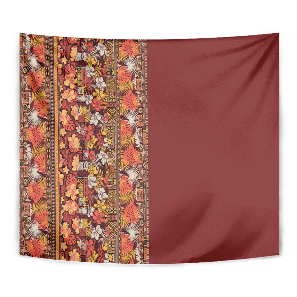 Hawaiian Tribal Elements Hibiscus Tapestry Red Pattern - Polynesian Pride