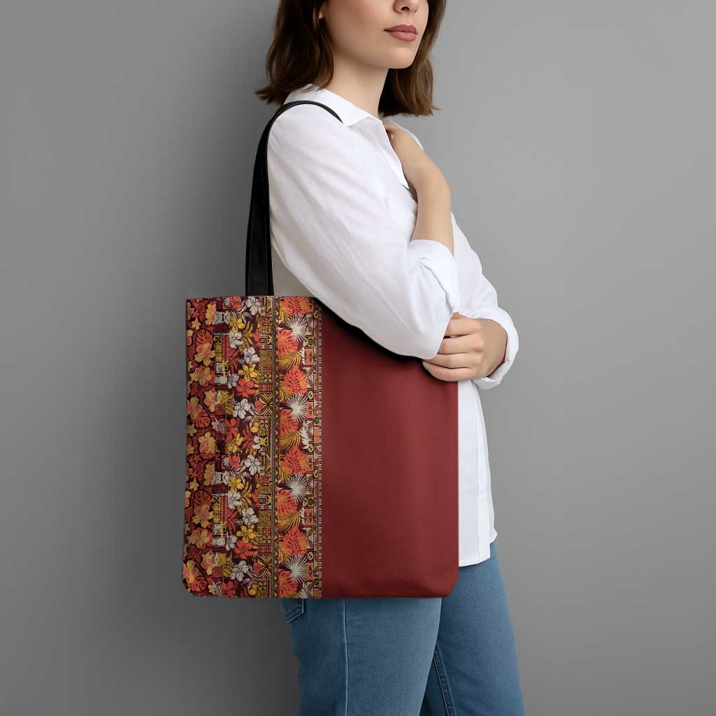 Hawaiian Tribal Elements Hibiscus Tote Bag Red Pattern LT9 - Polynesian Pride