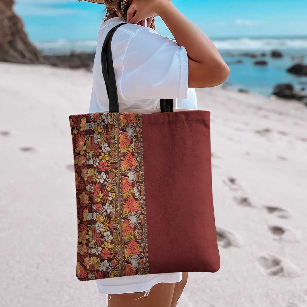 Hawaiian Tribal Elements Hibiscus Tote Bag Red Pattern LT9 - Polynesian Pride