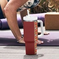 Hawaiian Tribal Elements Hibiscus Tumbler With Handle Red Pattern - Polynesian Pride