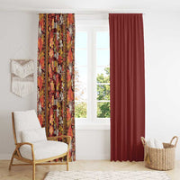 Hawaiian Tribal Elements Hibiscus Window Curtain Red Pattern - Polynesian Pride