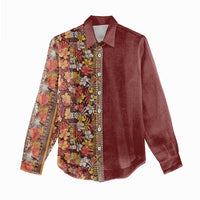 Hawaiian Tribal Elements Hibiscus Women Casual Shirt Red Pattern - Polynesian Pride