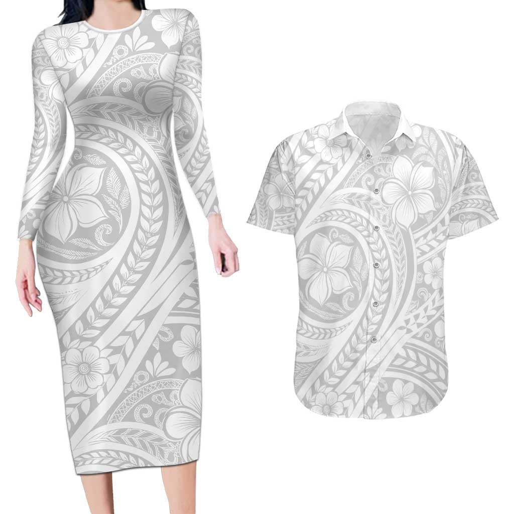 Lotu Tamaiti Samoan Polynesian Tribal Couples Matching Long Sleeve Bodycon Dress and Hawaiian Shirt - Polynesian Pride