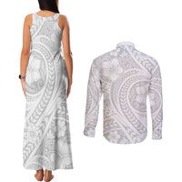 Lotu Tamaiti Samoan Polynesian Tribal Couples Matching Tank Maxi Dress and Long Sleeve Button Shirt - Polynesian Pride