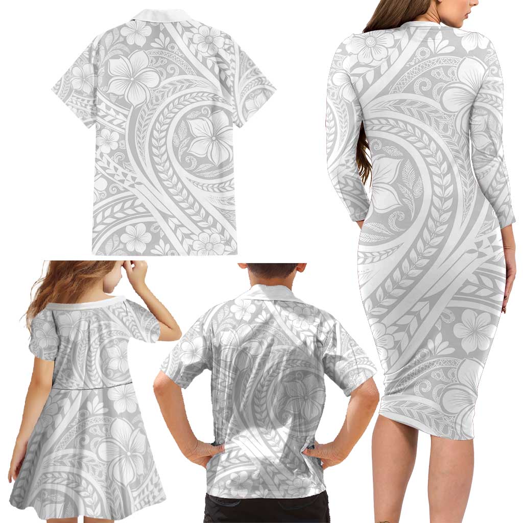 Lotu Tamaiti Samoan Polynesian Tribal Family Matching Long Sleeve Bodycon Dress and Hawaiian Shirt - Polynesian Pride