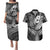 Polynesia Couples Matching Puletasi Dress and Hawaiian Shirt Whale Tale and Polynesian Sunset Plumeria Black LT9 Black - Polynesian Pride