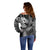 Polynesia Off Shoulder Sweater Whale Tale and Polynesian Sunset Plumeria Black LT9 - Polynesian Pride