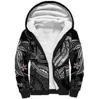 Polynesia Sherpa Hoodie Whale Tale and Polynesian Sunset Plumeria Black LT9 Unisex Black - Polynesian Pride