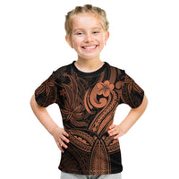 Polynesia Kid T Shirt Whale Tale and Polynesian Sunset Plumeria Gold LT9 Gold - Polynesian Pride