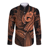 Polynesia Long Sleeve Button Shirt Whale Tale and Polynesian Sunset Plumeria Gold LT9 Unisex Gold - Polynesian Pride