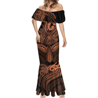 Polynesia Mermaid Dress Whale Tale and Polynesian Sunset Plumeria Gold LT9 - Polynesian Pride