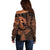 Polynesia Off Shoulder Sweater Whale Tale and Polynesian Sunset Plumeria Gold LT9 - Polynesian Pride