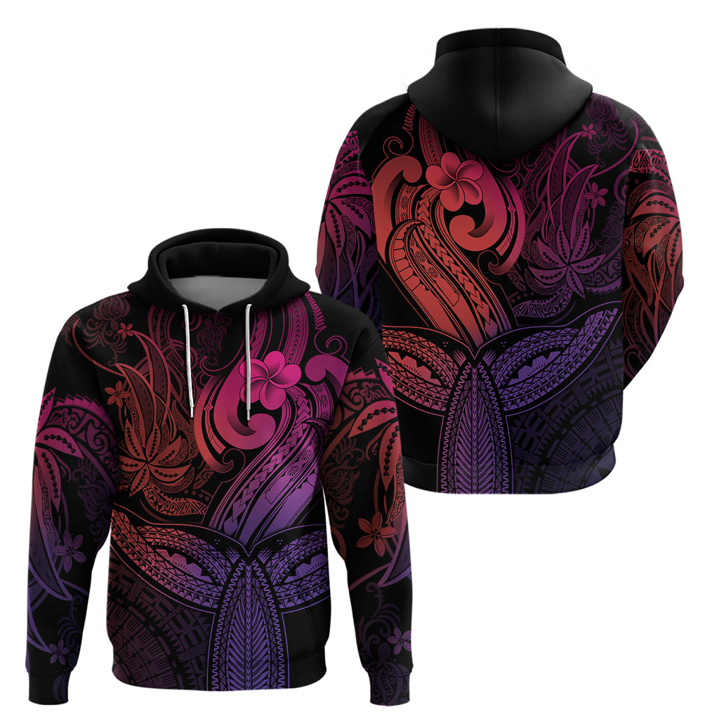 Polynesia Hoodie Whale Tale and Polynesian Sunset Plumeria Pink LT9 - Polynesian Pride