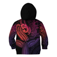 Polynesia Kid Hoodie Whale Tale and Polynesian Sunset Plumeria Pink LT9 - Polynesian Pride