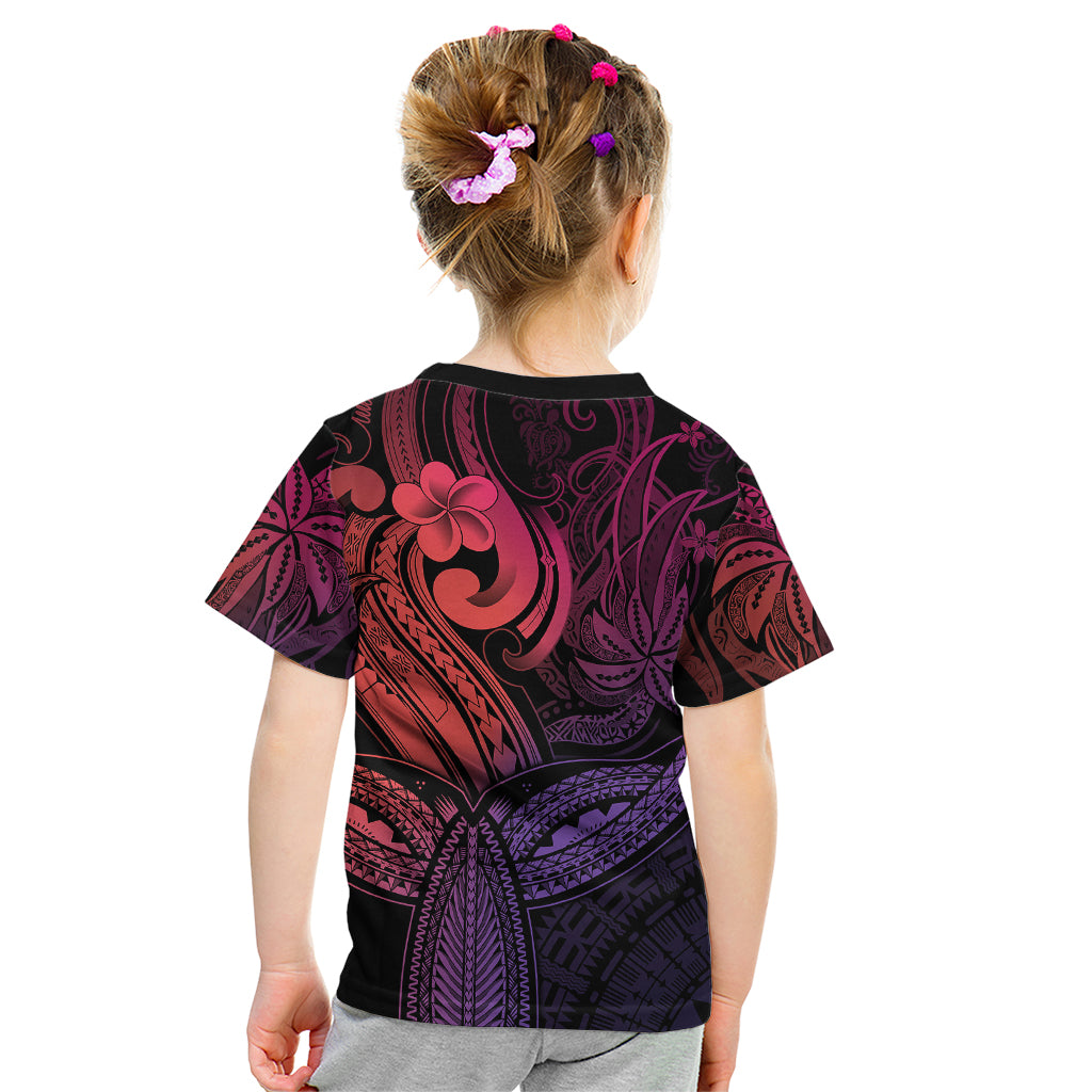Polynesia Kid T Shirt Whale Tale and Polynesian Sunset Plumeria Pink LT9 - Polynesian Pride