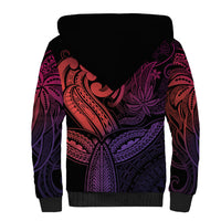 Polynesia Sherpa Hoodie Whale Tale and Polynesian Sunset Plumeria Pink LT9 - Polynesian Pride