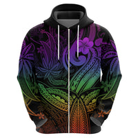 Polynesia Hoodie Whale Tale and Polynesian Sunset Plumeria Rainbow LT9 - Polynesian Pride