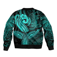 Polynesia Bomber Jacket Whale Tale and Polynesian Sunset Plumeria Turquoise LT9 - Polynesian Pride