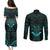FSM Chuuk States Couples Matching Puletasi Dress and Long Sleeve Button Shirts Micronesia Vintage Polynesian Tribal Aqua Version LT9 - Polynesian Pride