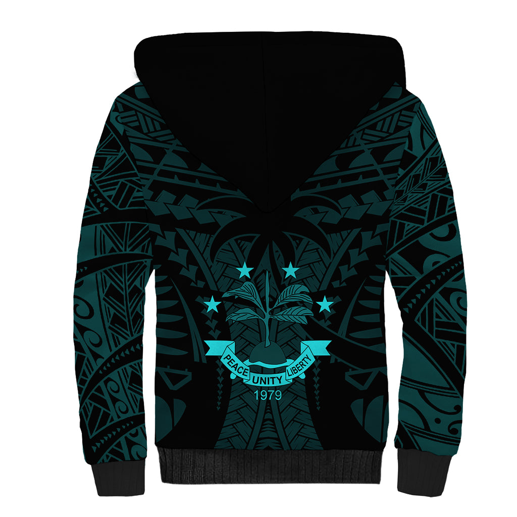 FSM Chuuk States Sherpa Hoodie Micronesia Vintage Polynesian Tribal Aqua Version LT9 - Polynesian Pride