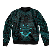 FSM Chuuk States Sleeve Zip Bomber Jacket Micronesia Vintage Polynesian Tribal Aqua Version LT9 - Polynesian Pride