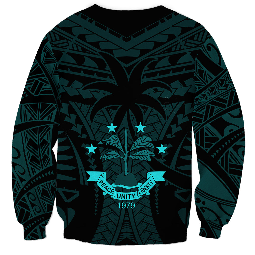 FSM Chuuk States Sweatshirt Micronesia Vintage Polynesian Tribal Aqua Version LT9 - Polynesian Pride