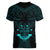 FSM Chuuk States Women V Neck T Shirt Micronesia Vintage Polynesian Tribal Aqua Version LT9 - Polynesian Pride