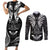 FSM Chuuk States Couples Matching Short Sleeve Bodycon Dress and Long Sleeve Button Shirts Micronesia Vintage Polynesian Tribal Black Version LT9 Black - Polynesian Pride