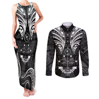 FSM Chuuk States Couples Matching Tank Maxi Dress and Long Sleeve Button Shirts Micronesia Vintage Polynesian Tribal Black Version LT9 Black - Polynesian Pride